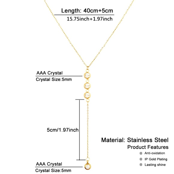 Elegant 18KT Crystal Y Drop Necklace Set